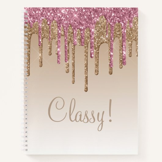 Elegant roze & Gold Glitter Classy Script Girly Notitieboek (Voorkant)