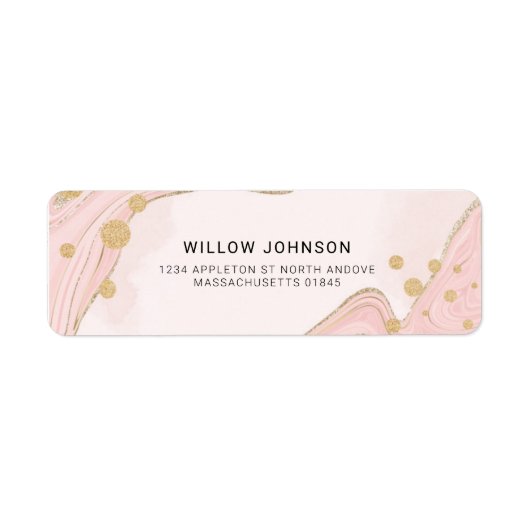 Elegant Roze Gold Glitter Marble Agate Addres Etiket (Voorkant)