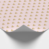 Elegant Roze Gold Heart Wrapping Paper Cadeaupapier (Hoek)