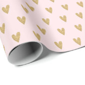 Elegant Roze Gold Heart Wrapping Paper Cadeaupapier (Rol Hoek)