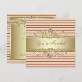 Elegant roze Gold Party-uitnodigingen Kaart (Voorkant / Achterkant)