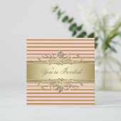 Elegant roze Gold Party-uitnodigingen Kaart (Staand voorkant)