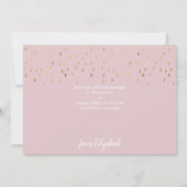 Elegant Roze & Gold Raindrops Bat Mitzvah Bedankkaart (Achterkant)