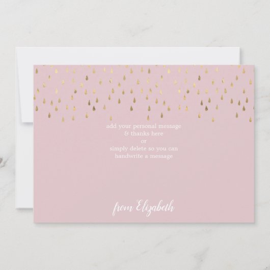 Elegant Roze & Gold Raindrops Bat Mitzvah Bedankkaart (Achterkant)
