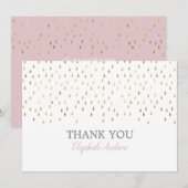 Elegant Roze & Gold Raindrops Bat Mitzvah Bedankkaart (Voorkant / Achterkant)