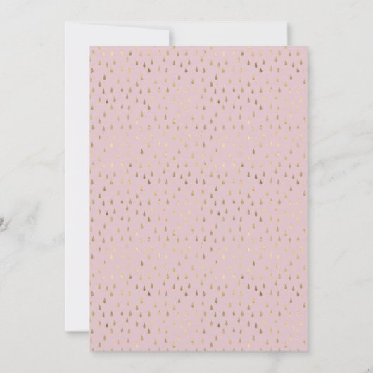 Elegant Roze & Gold Raindrops Bat Mitzvah Kaart (Achterkant)
