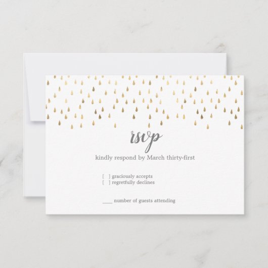 Elegant Roze & Gold Raindrops Bat Mitzvah RSVP Kaartje (Voorkant)
