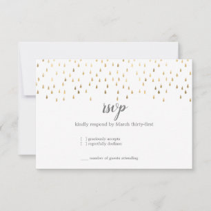 Elegant Roze & Gold Raindrops Bat Mitzvah RSVP Kaartje