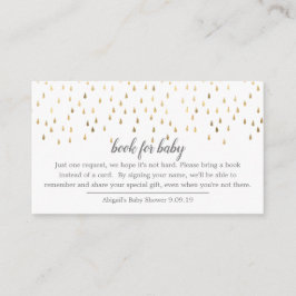 Elegant Roze & Gold Raindrops Book voor Baby Informatiekaartje