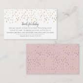Elegant Roze & Gold Raindrops Book voor Baby Informatiekaartje (Voorkant / Achterkant)