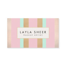 Elegant  Roze & Gold Striped Makeup Artist