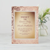 Elegant  Roze Gold Sweet 16 Dance Party Kaart (Staand voorkant)