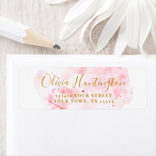 Elegant Roze & Gold Vrijgezellenfeest Return Addre Etiket (Insitu)