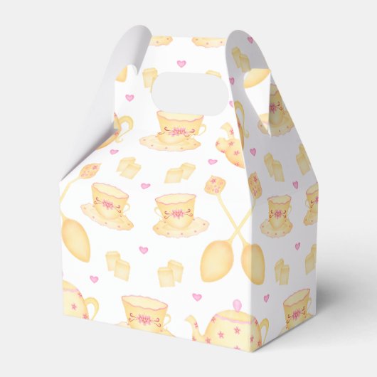 Elegant Roze & Gold Waterverf Tea Party Bedankdoosjes (Voorkant Zijde)