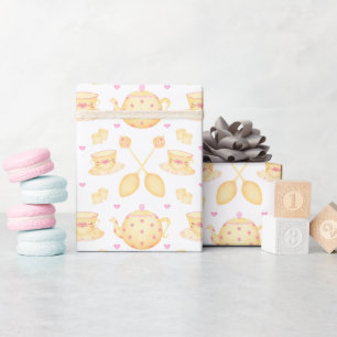 Elegant Roze & Gold Waterverf Tea Party Cadeaupapier