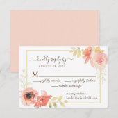 Elegant Roze & Goud Bloemen Antwoord Online Bruilo (Voorkant / Achterkant)