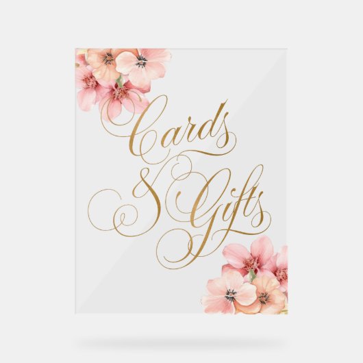 Elegant Roze Goud Bloemen Kaarten en Geschenken Acryl Bord (Voorkant)