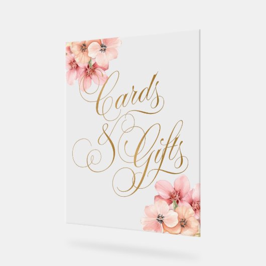 Elegant Roze Goud Bloemen Kaarten en Geschenken Acryl Bord (Hoek)