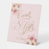 Elegant Roze Goud Bloemen Kaarten en Geschenken Reclamebord Met Voetstuk (Voorkant)
