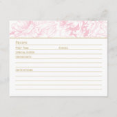 Elegant Roze Goud Bloemen Pioen Bruiloft Recept Informatiekaartje (Voorkant)