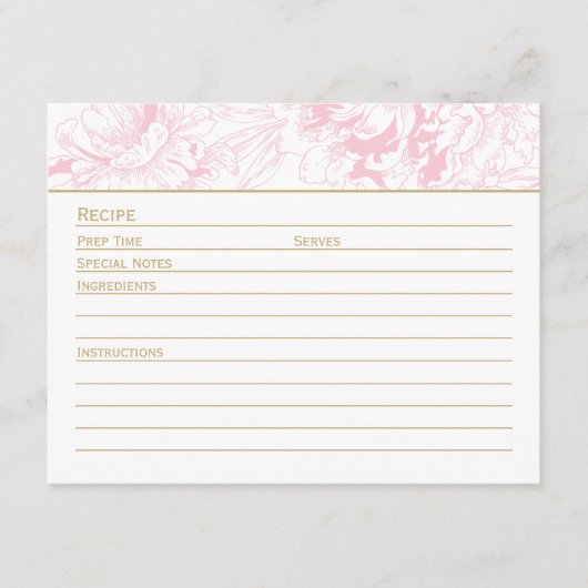 Elegant Roze Goud Bloemen Pioen Bruiloft Recept Informatiekaartje (Voorkant)