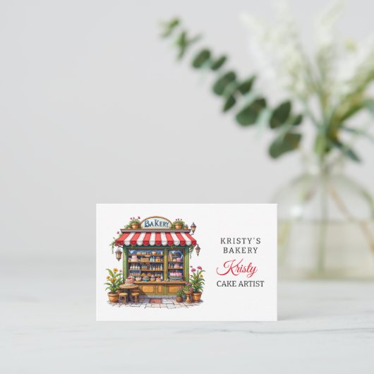 Elegant Roze Goud Bloemen Taart Bakkerij Visitekaa Visitekaartje (Staand voorkant)