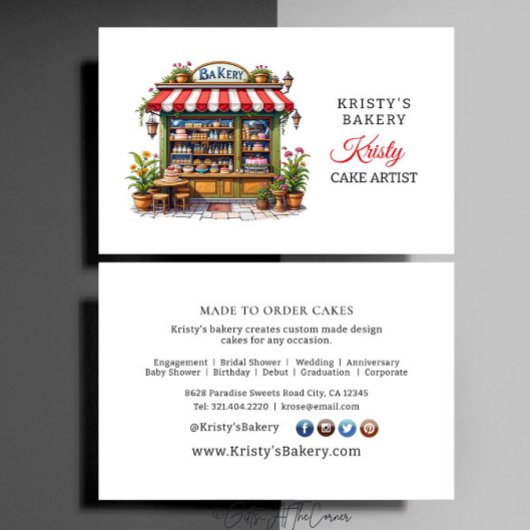 Elegant Roze Goud Bloemen Taart Bakkerij Visitekaa Visitekaartje