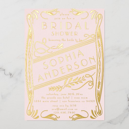 Elegant Roze Goud Bloemen Vrijgezellenfeest Party Folie Uitnodiging (Voorkant)