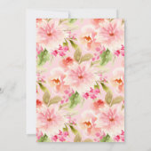 Elegant roze goud bloemenkruis baby meisje doop kaart (Achterkant)