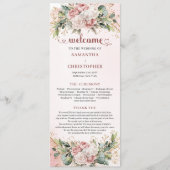 Elegant Roze Goud Bloemige Eucalyptus Trouwceremon Programmakaart (Voorkant)