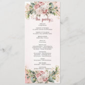 Elegant Roze Goud Bloemige Eucalyptus Trouwceremon Programmakaart (Achterkant)