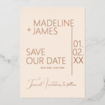 ELEGANT Roze Goud Bruin Save the Date Aankondiging