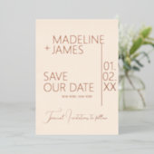 ELEGANT Roze Goud Bruin Save the Date Aankondiging (Staand Voorkant)