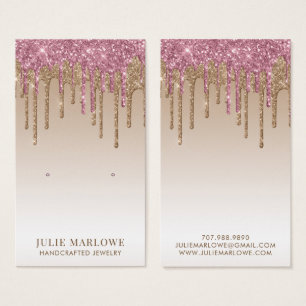 Elegant Roze Goud Dripping Glitter Oorbel Display Visitekaartje
