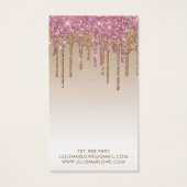 Elegant Roze Goud Dripping Glitter Oorbel Display Visitekaartje (Achterkant)