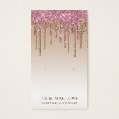 Elegant Roze Goud Dripping Glitter Oorbel Display Visitekaartje (Voorkant)