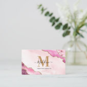 Elegant roze goud glitter Agate Marble Monogram Visitekaartje (Staand voorkant)