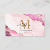 Elegant roze goud glitter Agate Marble Monogram Visitekaartje (Voorkant)