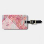 Elegant roze goud Glitter Geometric Monogram Girly Bagagelabel (Voorkant horizontaal)