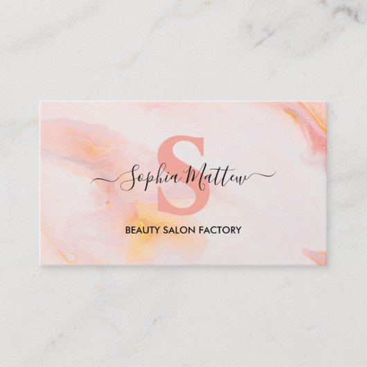 Elegant roze goud Glitter Modern Chic Marble Agate Visitekaartje (Voorkant)