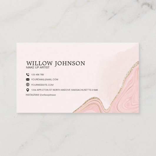 Elegant roze goud Glitter Modern Monogram Marmer Visitekaartje (Achterkant)