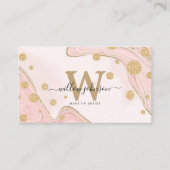 Elegant roze goud Glitter Monogram Agate Marmer Visitekaartje (Voorkant)