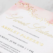 Elegant  Roze Goud Glitter Sweet 16 Verjaardag Folie Uitnodiging