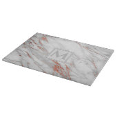 Elegant roze goud  koper wit marmer Monogram Snijplank (Hoek)