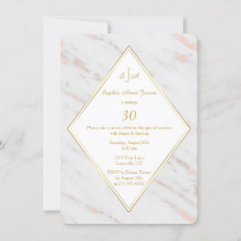 Elegant Roze Goud Marmeren Verjaardagsfeest Kaart