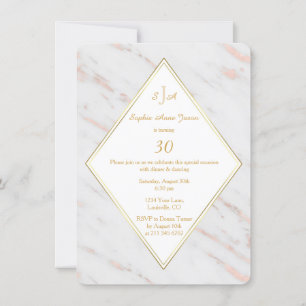 Elegant Roze Goud Marmeren Verjaardagsfeest Kaart