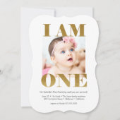 Elegant Roze + Goud met Foto 1st Birthday Kaart (Voorkant)