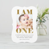 Elegant Roze + Goud met Foto 1st Birthday Kaart (Staand voorkant)