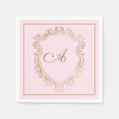Elegant Roze Goud Monogram Initiaal Servet (Voorkant)