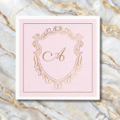 Elegant Roze Goud Monogram Initiaal Servet